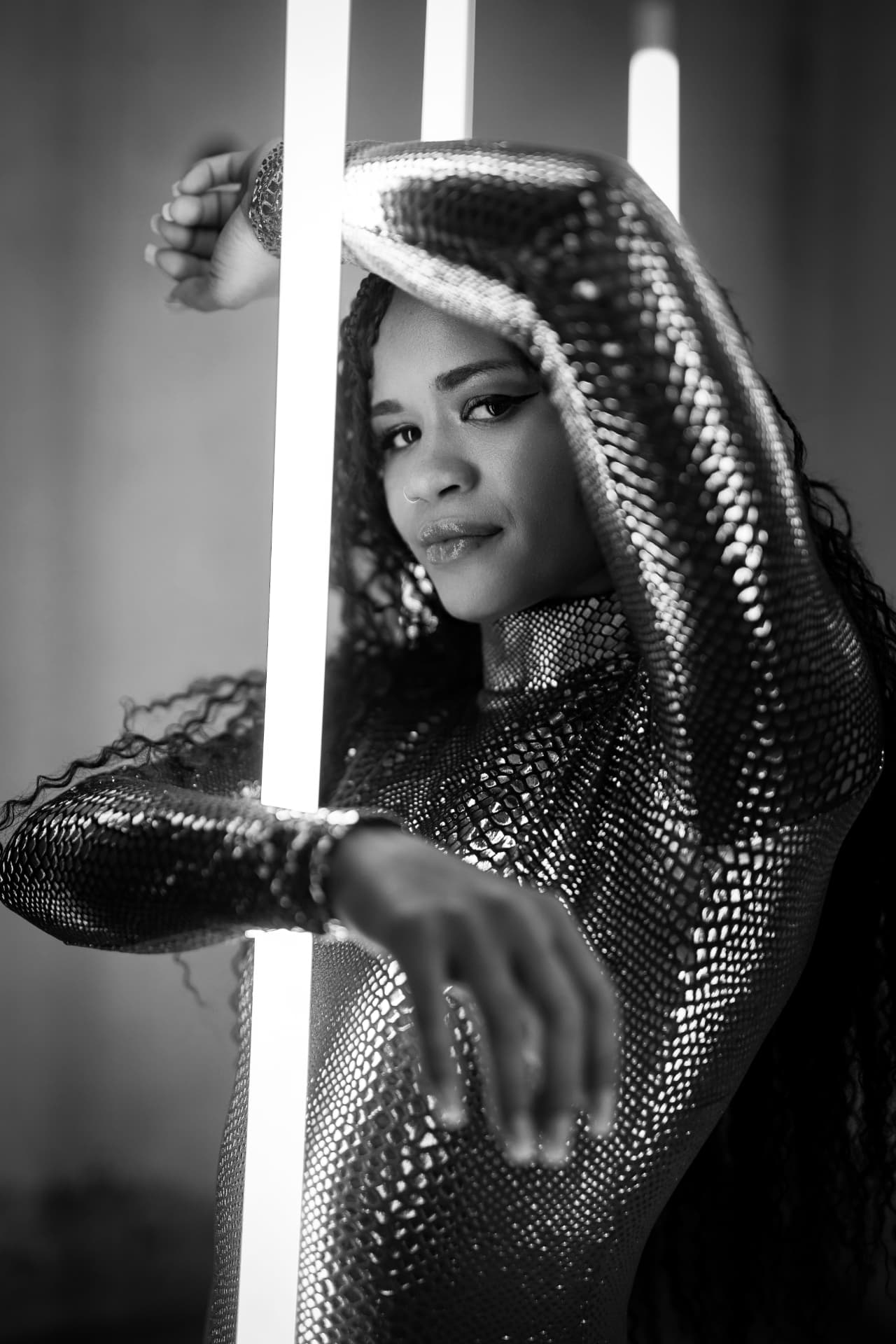 Sedra Portrait mit LED-Lichtern